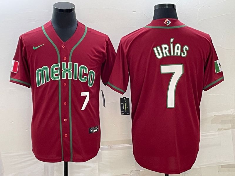 Men 2023 World Cub Mexico #7 Urias Red Nike MLB Jersey22->more jerseys->MLB Jersey